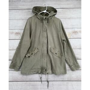 Madewell Brimfield Khaki Hooded Army Utility Jacket Womens Large Green Hooded